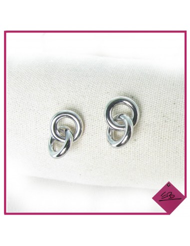 Boucles d'oreilles en métal argenté, double cercles