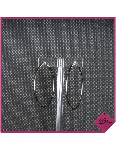 Boucles d'oreilles créoles en acier argenté à fil rond 2mm, diamètre 6cm