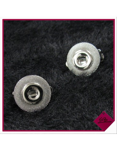 Boucles d'oreilles clips en métal argenté, boutons