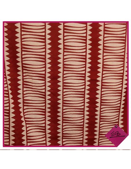 Chèche coton imprimé, rouge foncé, motif graphique