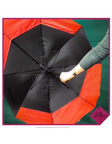 Parapluie automatique OVALE bi place , NOIR et ROUGE