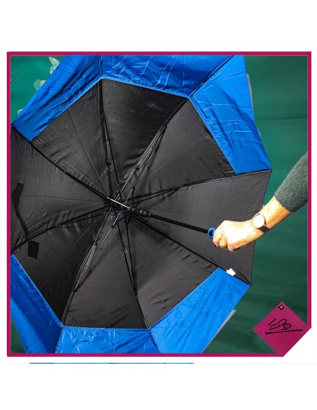 Parapluie automatique OVALE bi place , NOIR et BLEU ROYAL