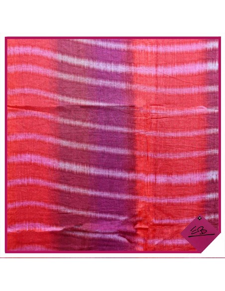 Chèche coton, rouge et violet, rayures tie & dye