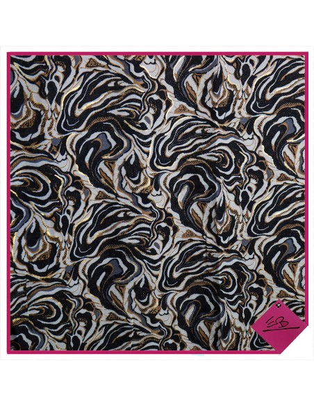 Foulard motif abstrait, noir et écru