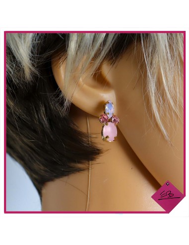 Boucle d'oreille en cristal rose