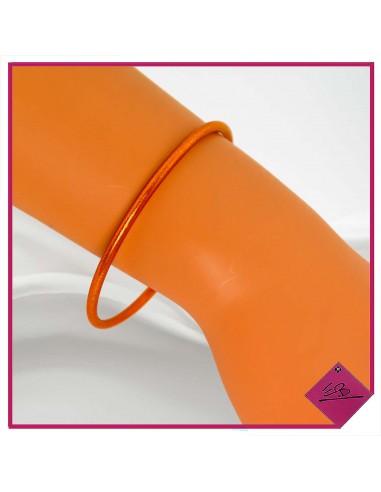 Bracelet jonc souple tendance, orange pailleté, à associer avec d'autres