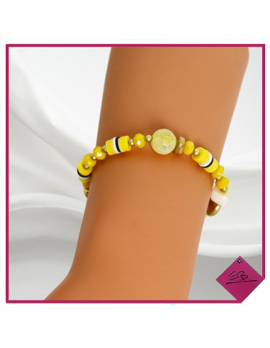 Bracelet élastiqué bohème , jaune