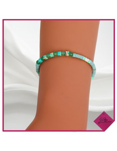 Bracelet élastiqué bohème , vert